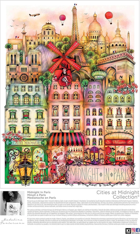 KI Puzzle 1000 Piece Puzzle for Adults - Madalina Tantareanu Cities at Midnight: Paris Art Jigsaw 27x20