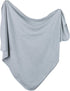 Ely's & Co. Large Cotton Knit Jersey Swaddle Blanket and 2 Beanie Gift Set, Heather Grey Receiving Blanket
