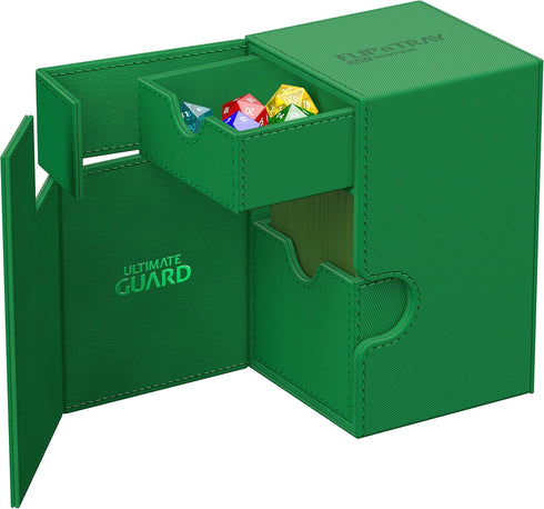 Ultimate Guard Flip 'n' Tray 100+ Deck Case for 100 Double-Sleeved TCG Cards + Dice Tray, Green