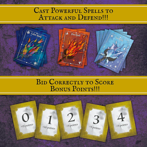 Magic Dragons Card Game, Trick-Taking, Card-Capture Family-Friendly Game for Adults, Teens & Kids, 2-5 Players