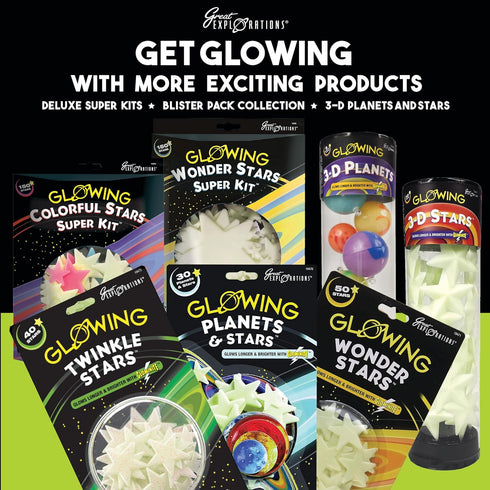 Great Explorations 3-D Solar System Glow In The Dark Ceiling Hanging Kit with 3D Planets and Star Stickers