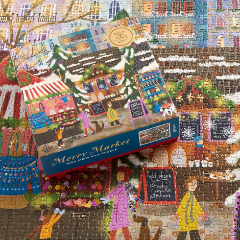 Galison Merry Mixer, 1000 Piece Foil Joy Laforme Jigsaw Puzzle with Gold Foil Accents