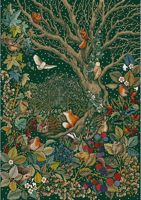 1000 Gibsons The Art File Secret Garden Piece Jigsaw Puzzle Made in America Beautiful Animal & Forest Garden Artwork