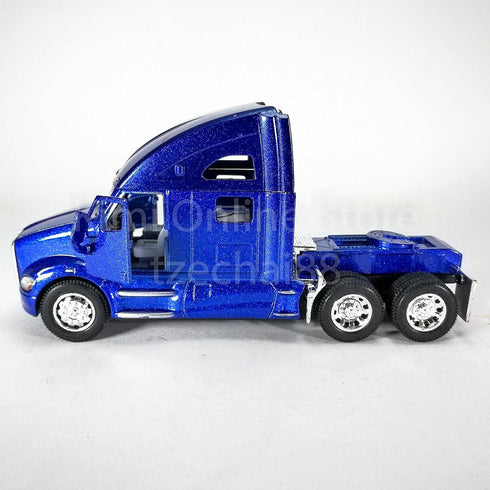 T700 1:68 Pullback KiNSMART Kenworth Container Truck, Scale, Die Cast Metal Model, Blue with Decals, Action