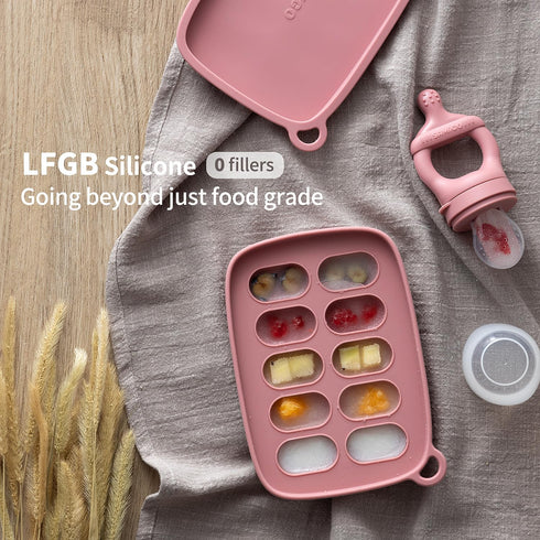 Baby Food Fruit Feeder and Breastmilk Popsicle Mold Set, Silicone Fruit Teether, Food Feeder Pacifier for Teething Relief, Freezer Tray, Baby Feeding Essentials, 4 Months+