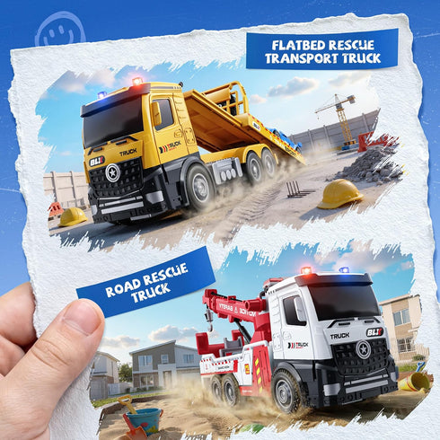 2 3 4 2-4 4 Pack 2 3 4 2 3 4 Vanvimen Tow Truck Toys for Year Old Boy, Trucks for Toddlers Years, Dump Crane Tow Truck