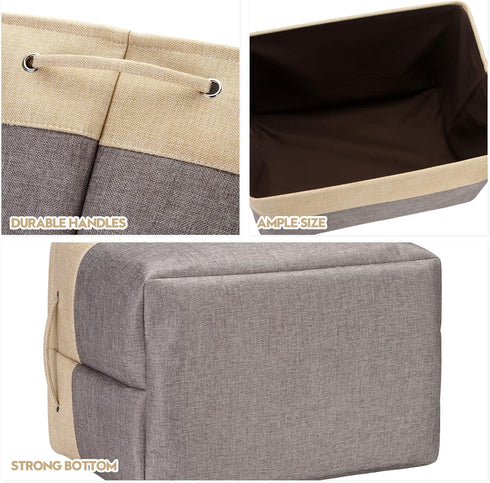 Sea Team 3-Pack Extra Large Storage Basket Set, Trunk Organizer, Rectangular Canvas Fabric Collapsible Shelf Box