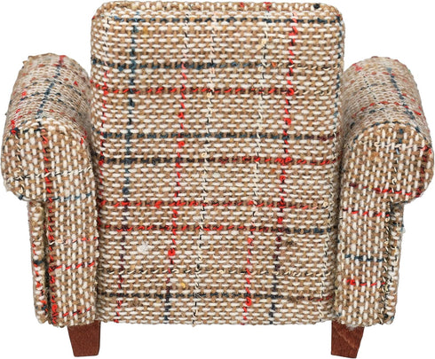 Dollhouse Sofa Armchair Upholstered, Miniature Living Room Furniture Chair for 6 inch Dolls, 1/12 Scale (Beige Retro)