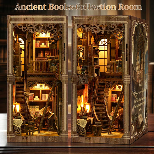 CRIOLPO Book Nook Kits for Adults - Book Nook Kit Bookshelf Decor DIY Miniature House Kit for Bookshelf - Craft Kits