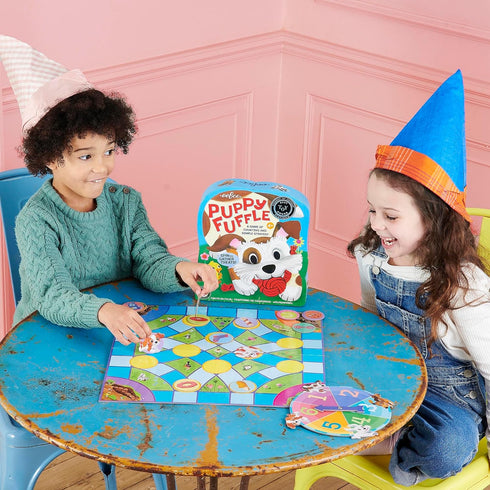 eeBoo Puppy Fuffle Game, Counting & Simple Strategy, Kids Spinner Board Game, Ages 4+, 2-4 Players
