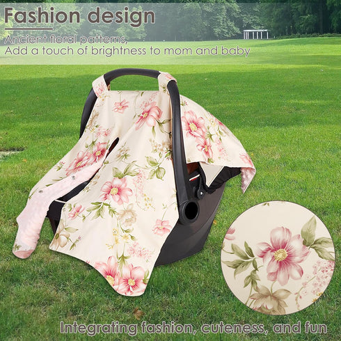 blackonvlm Summer Muslin Carseat Cover for Babies, Breathable Multi-use Infant Carseat Cover Lightweight Stretchy Baby