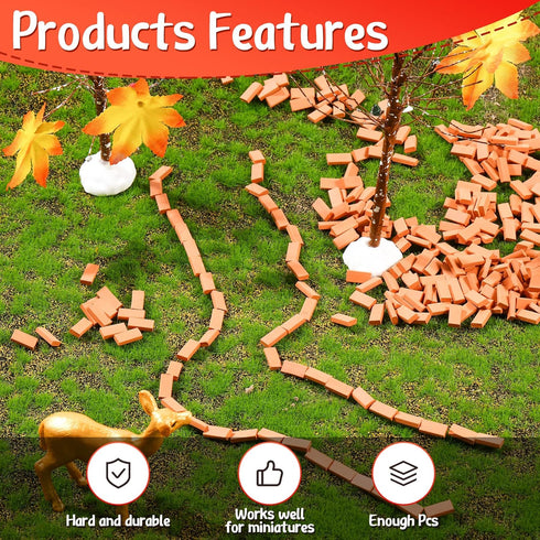Civaner 350 Pcs Mini Bricks, Tiny Landscaping Bricks for Crafts, Realistic Fake Bricks for Dollhouse