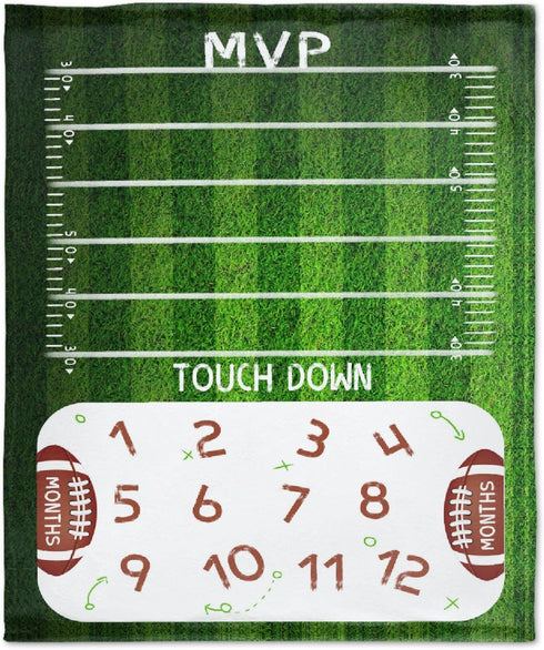 Monthly Milestone Football Baby Blanket, Super Soft Swaddle Toddler Blanket for Newborn Infant Nursery, 30x40 in