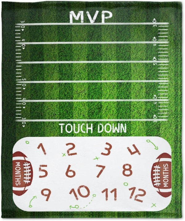 Monthly Milestone Football Baby Blanket, Super Soft Swaddle Toddler Blanket for Newborn Infant Nursery, 30x40 in