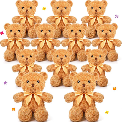 HyDren 12 Pack 12 Inch Bear Stuffed Animal, Cute Plush Bears with Ribbon Bow Ties for Baby Shower