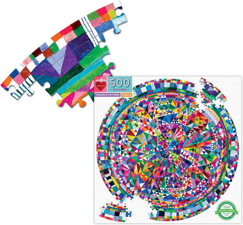 eeBoo Piece and Love Triangle Pattern 500 Piece Round Circle Jigsaw Puzzle for Adults and Families