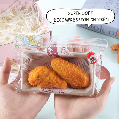 Handmade Taba Fried Chicken Squishy - Crispy Chicken Silicone Squishy Toy, Soft Stress Relief Fidget Toys for Kids