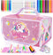 DreamyCandy 70PCS Unicorn Washable Markers Set with Glitter Pencil Case,Art Supplies for Kids