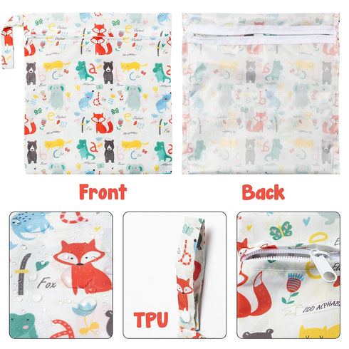 R HORSE 5Pcs Waterproof Reusable Diaper Baby Cloth Wet Dry Bags with 2 Zippered Pockets, Travel Pool Bag