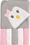 Luvable Friends Unisex Baby Hooded Towel, Penguin, with Five Washcloths, Cotton, Polyester, One Size