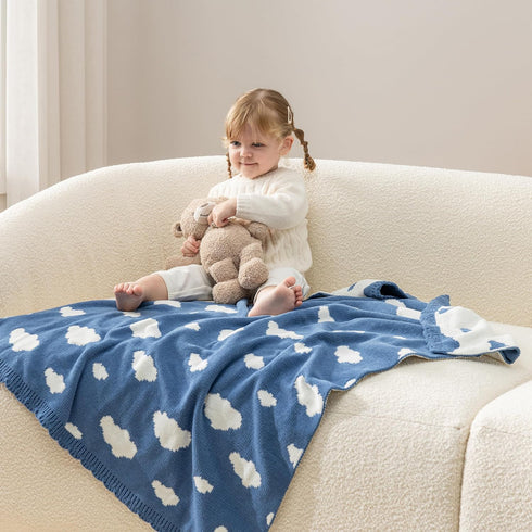 Gift(30x40 Inches,Bouncy Berkshire Baby Blanket,Ultra-Plush Reversible Chenille Knit Toddler Blanket,Cute Pattern