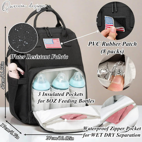 Backpack Backpack Daddy/Mommy Diaper Bag for Dad and Mom with USB Charging Port Stroller Straps and Insulated