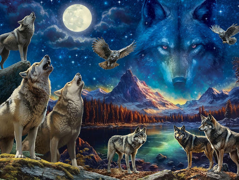 Ceaco Glow in The Dark Jigsaw Puzzle, The Beauty of Wolves, 750 Piece Puzzle for Adults