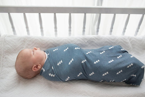 Navy and White Triangles Large Baby Swaddle Blanket by Copper Pearl