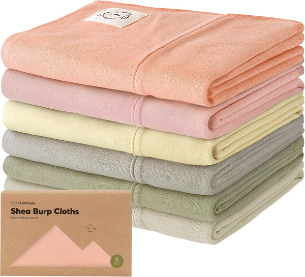 Organic Burp Cloths for Baby Girl, Boy - 6-Pack Large Super Absorbent Cotton Burp Cloths for Newborns