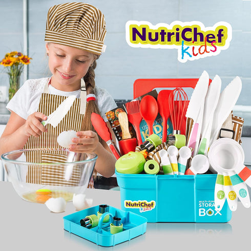 Playset, Set Toolbox NutriChef Kids Kitchen Complete Kitchen for Kids with Apron, Utensils, Recipe Cards, Toddler