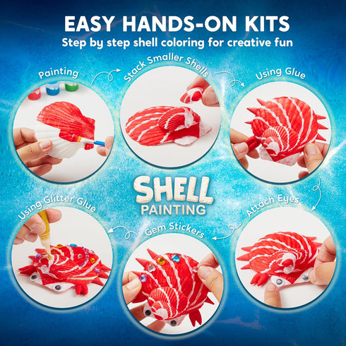 12 Kids Sea Shell Painting Kit-Glow in The Dark, Arts & Crafts for Boys and Girls Ages 6-12, Creative Art Toys