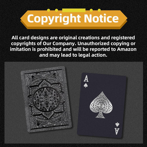 Wkchxd Set (1 Pack) Playing Cards, Plastic Playing Cards, Deck of Cards, Waterproof Poker Cards, Black Standard Playing