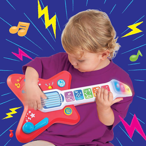 Toddler Light Up Magic Touch Guitar Music Toy with Volume Control - Infant Touch Sensor Instrument for Kids 12-36 Months