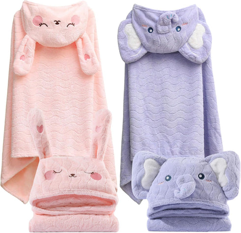 2 Pack Hooded Towels for Toddlers - Thick 55" x 27.5" Baby