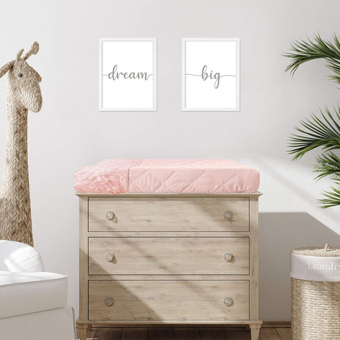 Sweet Jojo Designs Pink Floral Rose Girl Baby Nursery Changing Pad Cover - Solid Light Blush Flower Luxurious Elegant