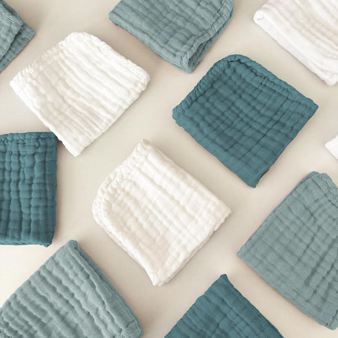 -100% -12 Pack, 12x12 Inches Sunny zzzZZ Baby Muslin Washcloths Cotton Muslin Soft Baby Bath Wash Cloths and Absorbent