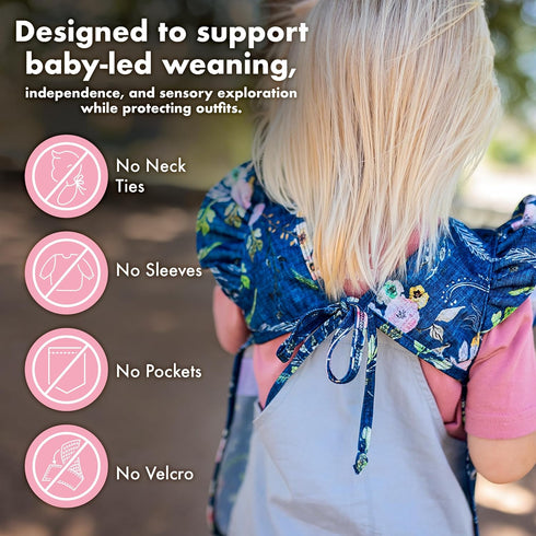 6m-3T BapronBaby Flutter Savanna Blue Bapron - No Neck Tie Safer Bib for Baby & Toddler - Soft Waterproof Stain