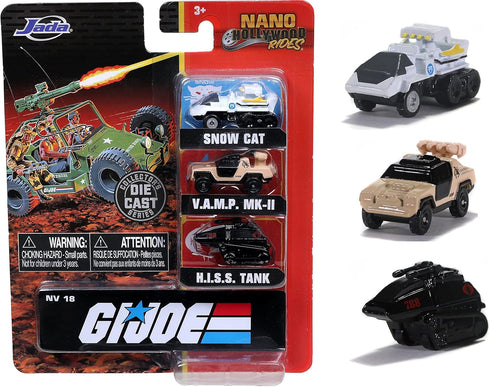 G.I. Joe 1.65" Nano 3-Pack Die-cast Cars, Toys for Kids & Adults