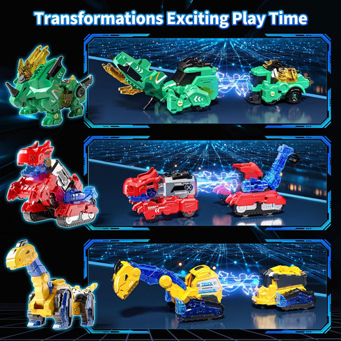 6-in-1 Set,STEM 3 4 5 6 7 8 9 10 Eohemeral Dinosaur Transforming Robot Toys Toy Combine Dinosaur Transform into