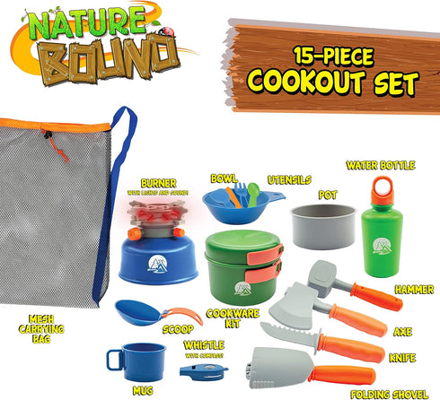 Camp Cookout Set - Exciting 15-Piece Camping Set for Kids, Perfect Outdoor Play Toy for Toddlers and Preschoolers