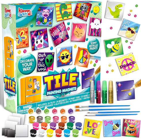 JOYIN 24 Magnetic Mini Tiles Art Kit, Creativity DIY Paint, Arts and