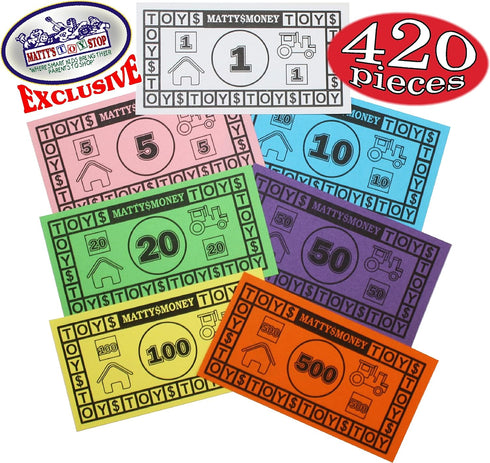 Matty's Money 420 Piece Play Money Set, $41,160 Total, 60 Pieces Each of $1's, $5's, $10's, $20's, $50's, $100's &
