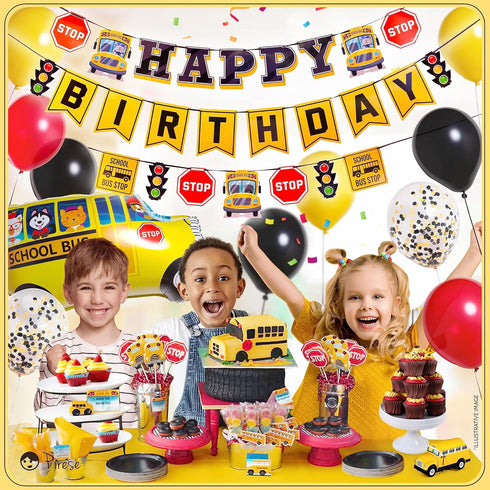Wheels On The Bus Birthday Decorations, School Bus Party Decorations for School Bus Birthday Theme
