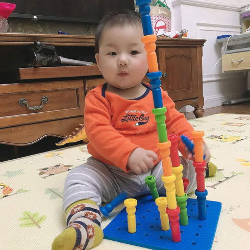 Set 3+ 25 8" Peg Board Toys-Montessori Occupational Therapy Fine Motor Skills Toy, Suitable for Toddlers