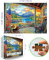 1000 Sunset (27.5"X19.6") Lake Village Piece Jigsaw Puzzle for Adults Nature Scene Colorful Landscape Puzzle