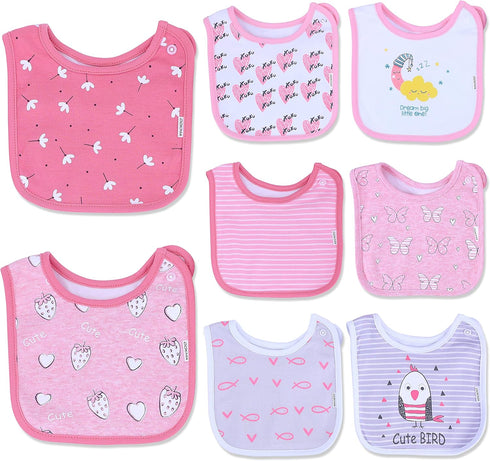 Set of 8 Organic Cotton Baby Drool Bibs - Bandana Teething Bibs for Baby, Ultra Soft, No Scratch