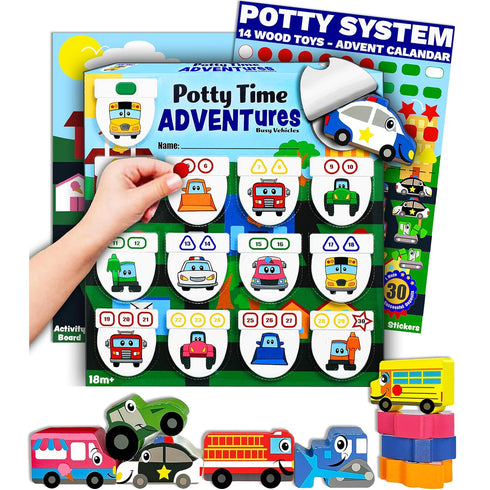 Potty Training Reward System - 14PC Wooden Stacking Blocks with Car and