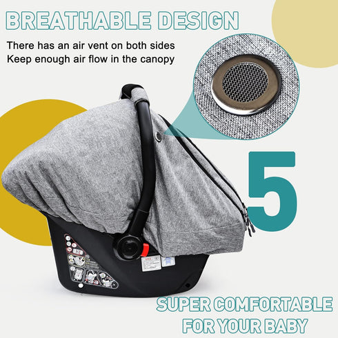 Cozy beatoutou Baby Car Seat Cover,Patented Waterproof Baby Carseat Cover for Boys & Girls,Infant Car Seat Cover Canopy