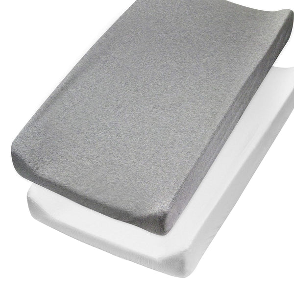 HonestBaby Organic Cotton Changing Pad Covers (Set of Two), Gray Heather, One