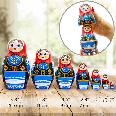 AEVVV Polish Nesting Dolls Set of 7 pcs - Matryoshka Dolls in Polish Costumes with Ornaments Made in Poland